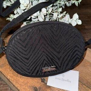 UEC Vera Bradley Black Zebra Flock, Textured Bag Floral Lining & Oval Shaped